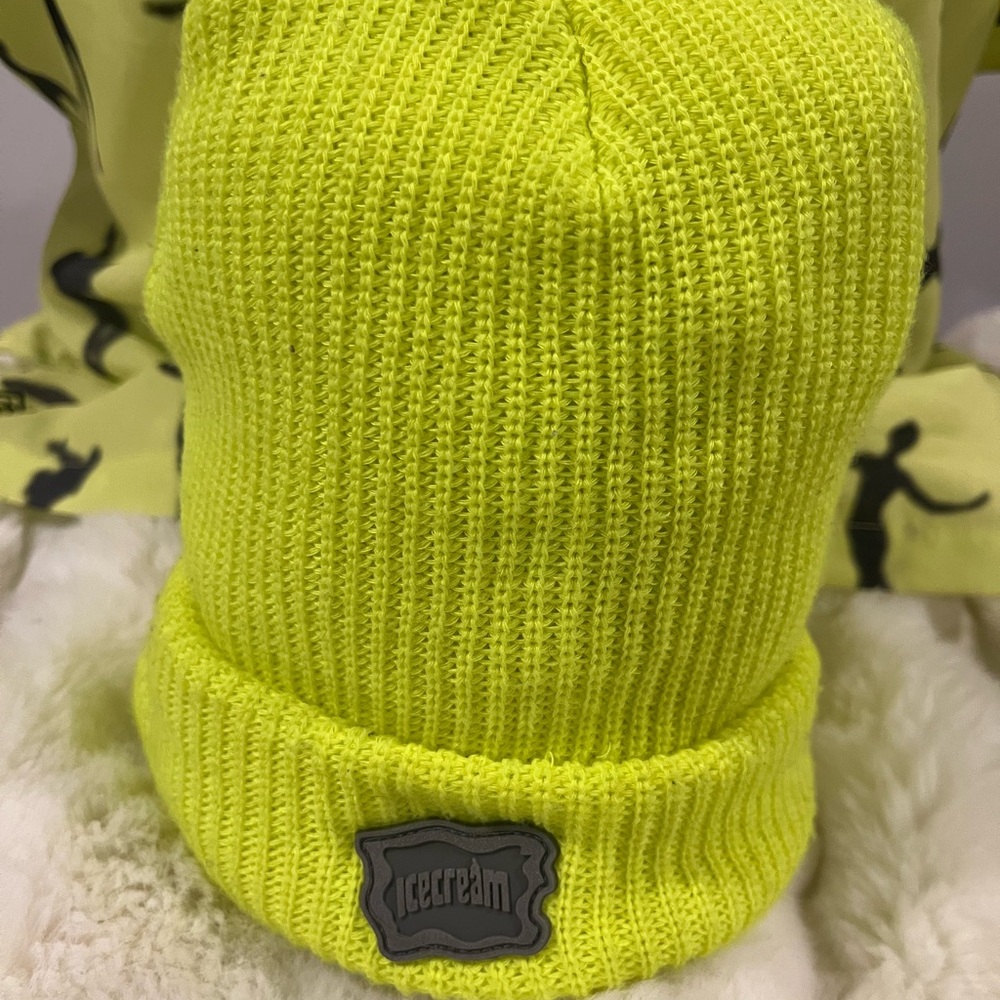 PHARRELL Williams’ ICECREAM  Neon Yellow DESIGNER Beanie! ORIG $75+